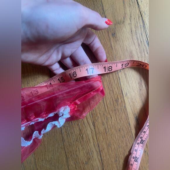 60s Vintage Sheer Red Nylon Three piece babydoll set - Picture 7 of 7